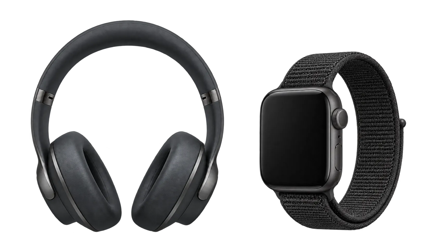 Sleek ANC headphones and modern smartwatch studio bundle